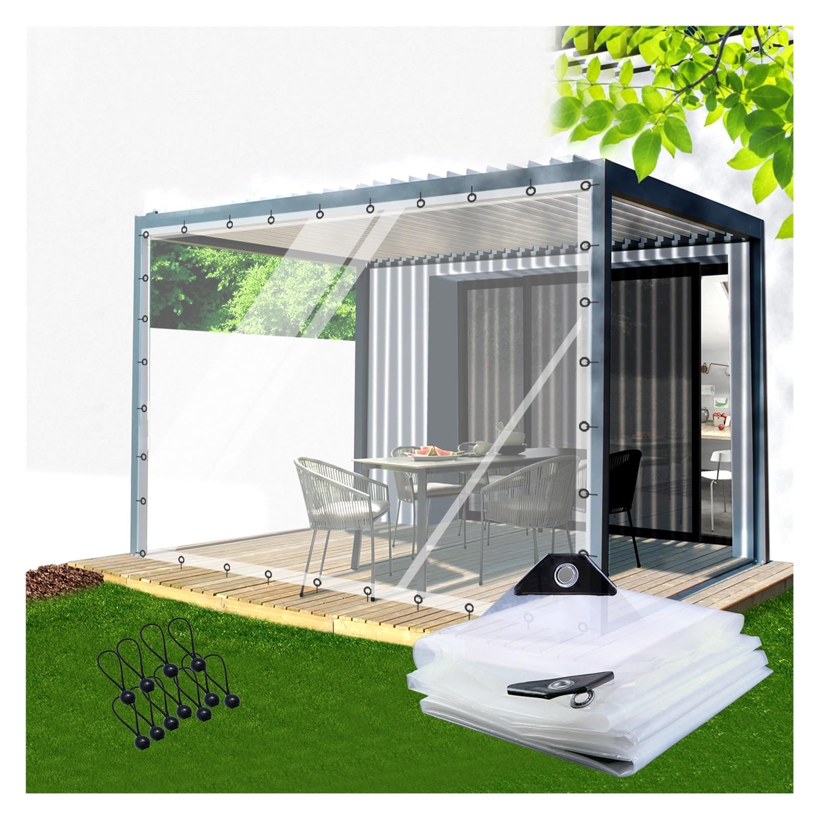 GJZQDKX Waterproof Transparent Tarp with Grommets - Weatherproof Canopy for Garden Furniture Plants Greenhouse Roof Cover (10'x8'/3x2.5m)