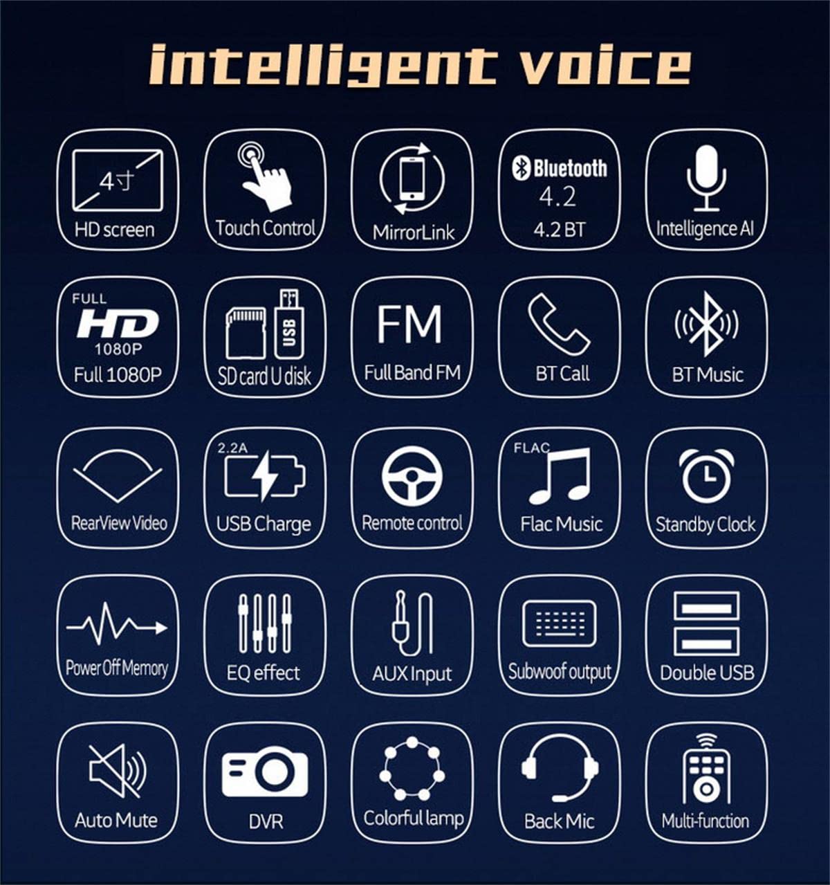 Lingote único MP5 Bluetooth Smart AI Voice Reproductor de Pantalla capacitiva 4188TM