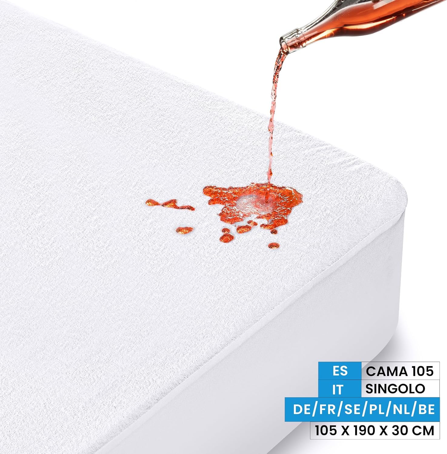Utopia Bedding Coprimaterasso Singolo Impermeabile 105 x 190 x 30 cm, Certificato OEKO-TEX, Proteggi Materasso, Traspirante, Lavabile, Stile Montato Tutto Intorno Elastico
