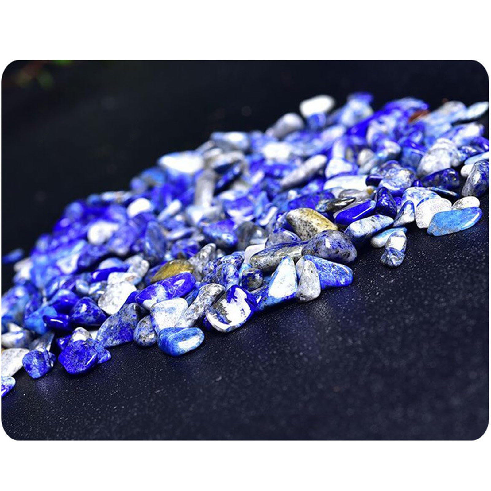 Piedra Triturada de Chips Pequeños de Lapislázuli de 2,2 LB Piedras de Cristal Curativas de Reiki Guijarro de Forma Irregular para Decoración del Hogar, Relleno de Jarrón de Pecera,5-7mm