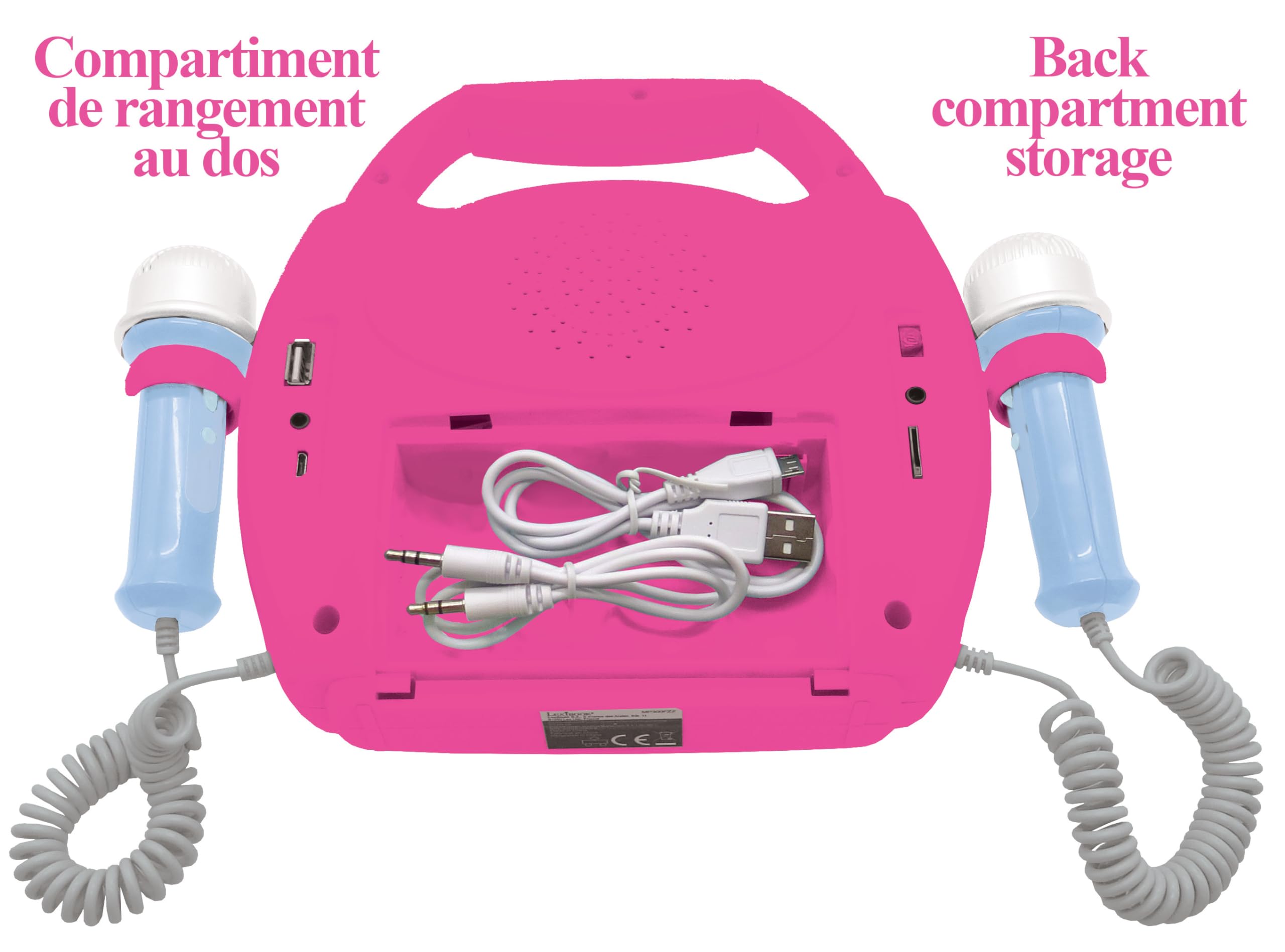 LEXIBOOK, Barbie Reproductor Karaoke, MP320BBZ | Bluetooth, 2 micrófonos, cambiador de voz, función grabación, efectos de luz