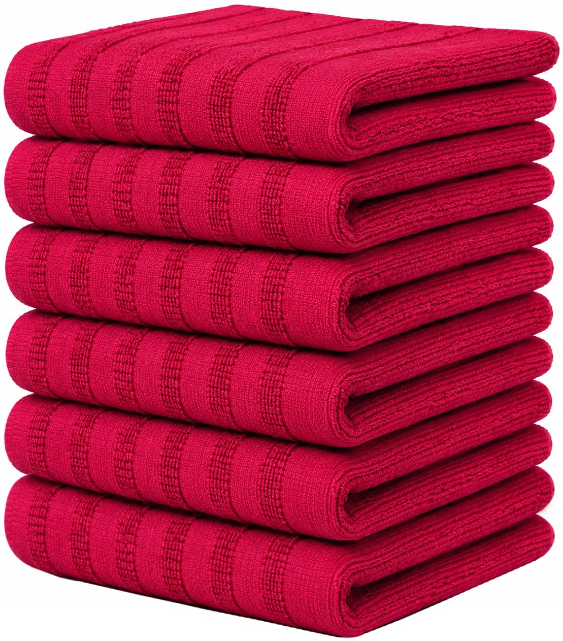 Premium Kitchen Towels 6 Pack 100% Cotton, 20"x28" - Red Solid
