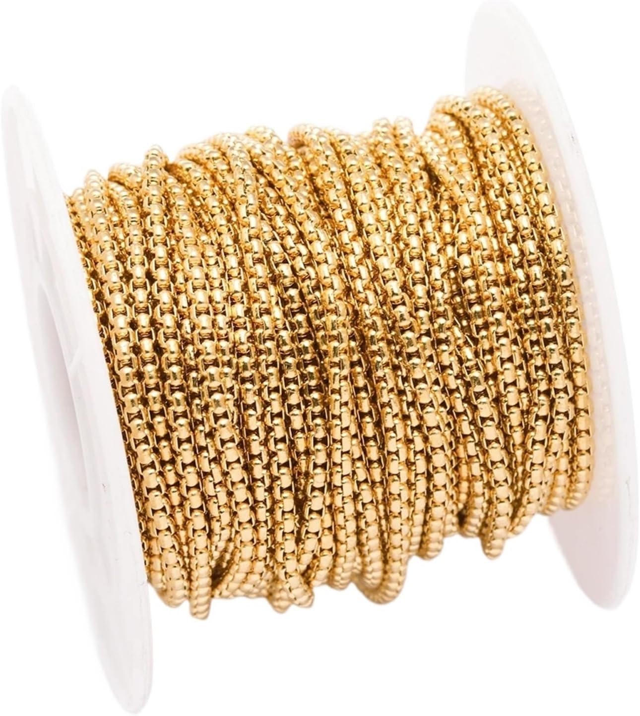 Metal Iron Necklace Chains 10 Yards/Roll 2mm 2.5mm 3mm Stainless Steel Bulk Chain for Jewelry Making DIY Craft Supplies(Gold,2.5mm)
