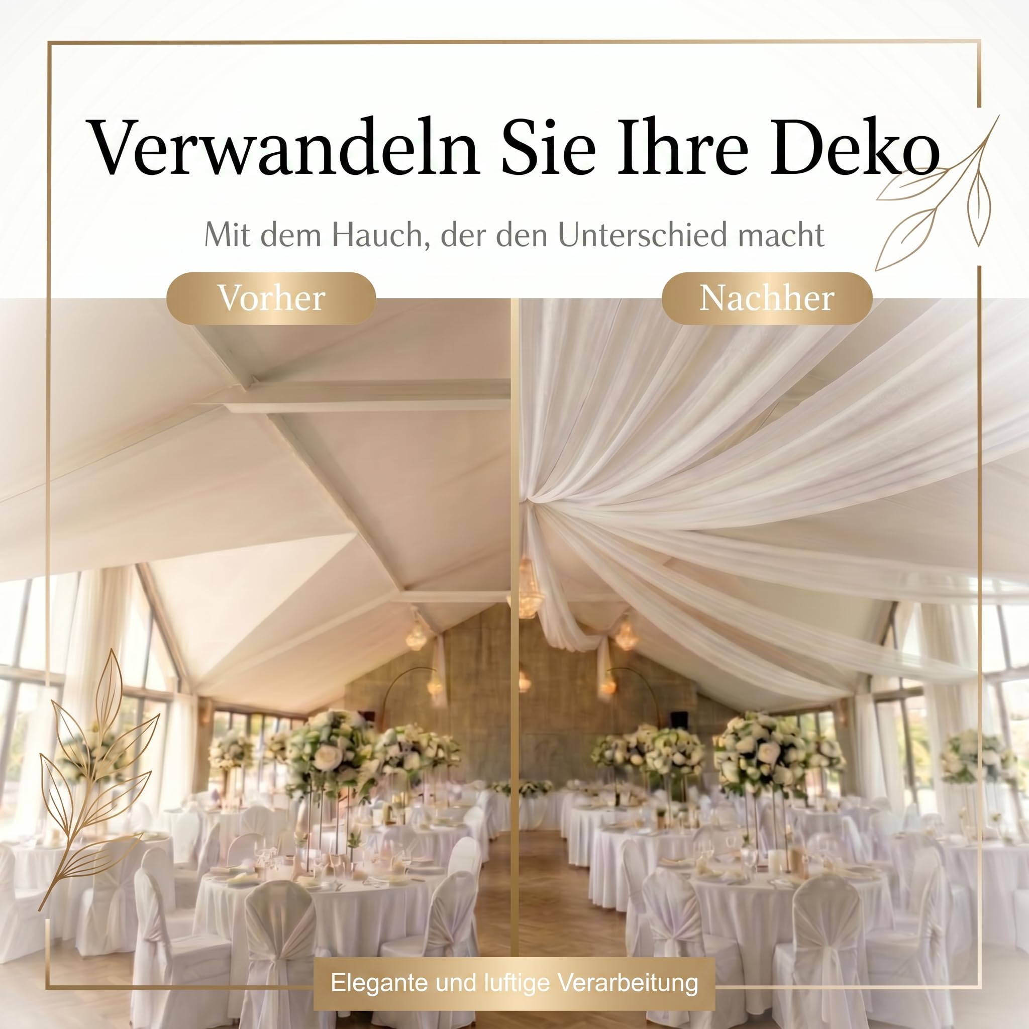 Traubogen Deko Hochtzeit aus Vliesstoff 80CM X 100M - Deko-Vlies, Tischläufer, Weiße Rolle aus Vliesstoff, Zuschneidbar, Raumdekoration Hochzeit, Baby Shower, Kommunion, Taufe, Geburtstag