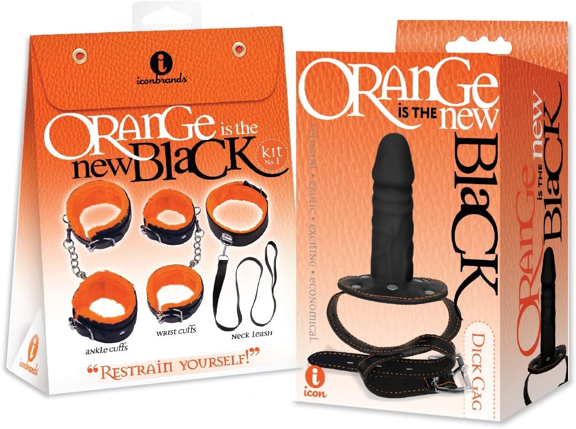 Sex Toy Gift Set Bundle of Orange is The New Black, Kit #1 - Restrain Yourself and Icon Brands The Orange is The New Black Silicone Dick Gag