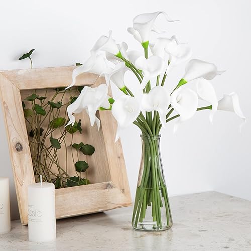 Miniatura 2 de Coferset 20 flores de lirio de calca falsas de látex al tacto real flores de lirios artificiales para el hogar ramo de boda centros de mesa de baby