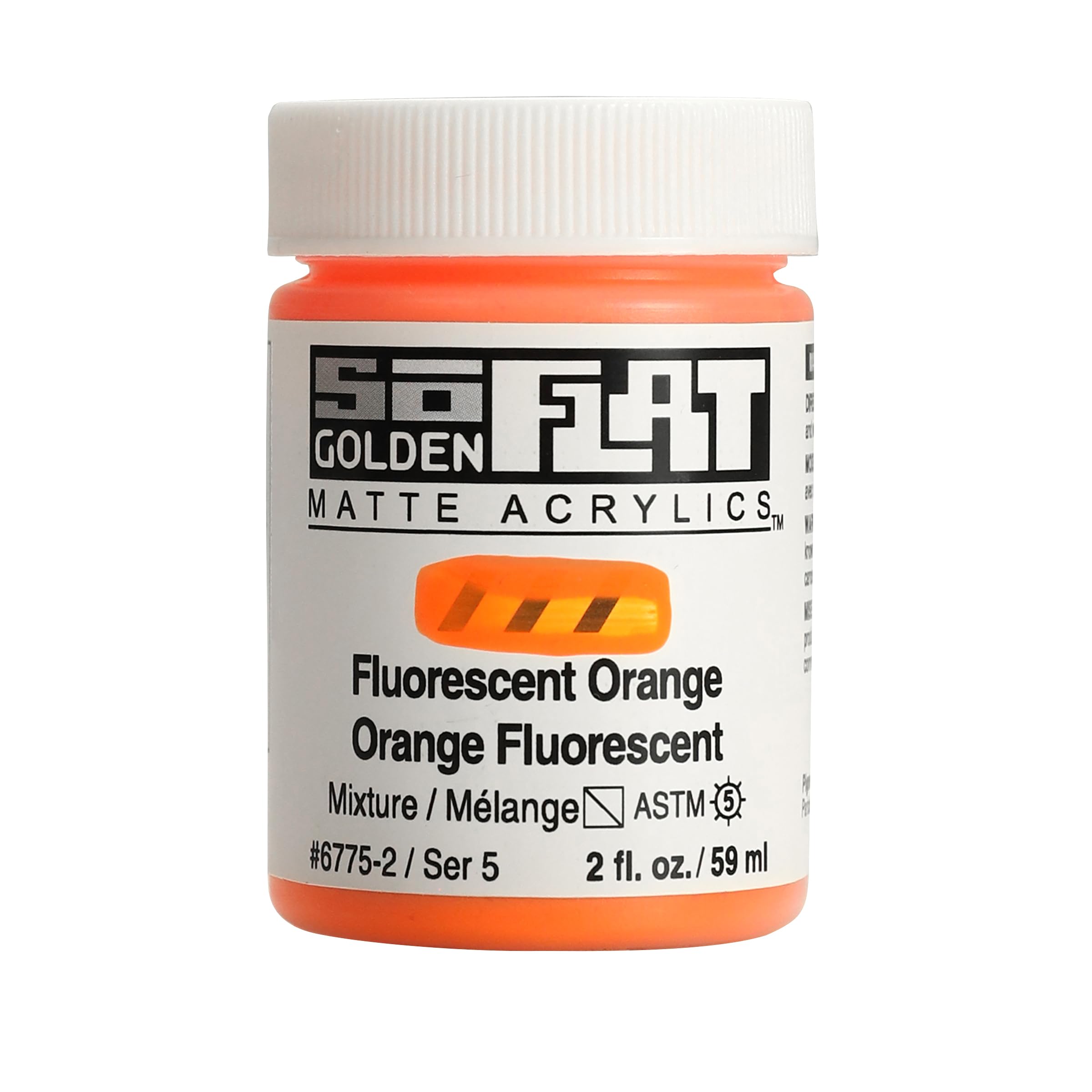 Golden SoFlat Matte Acrylic Paint, 2oz jar, Fluorescent Orange (6775-2)