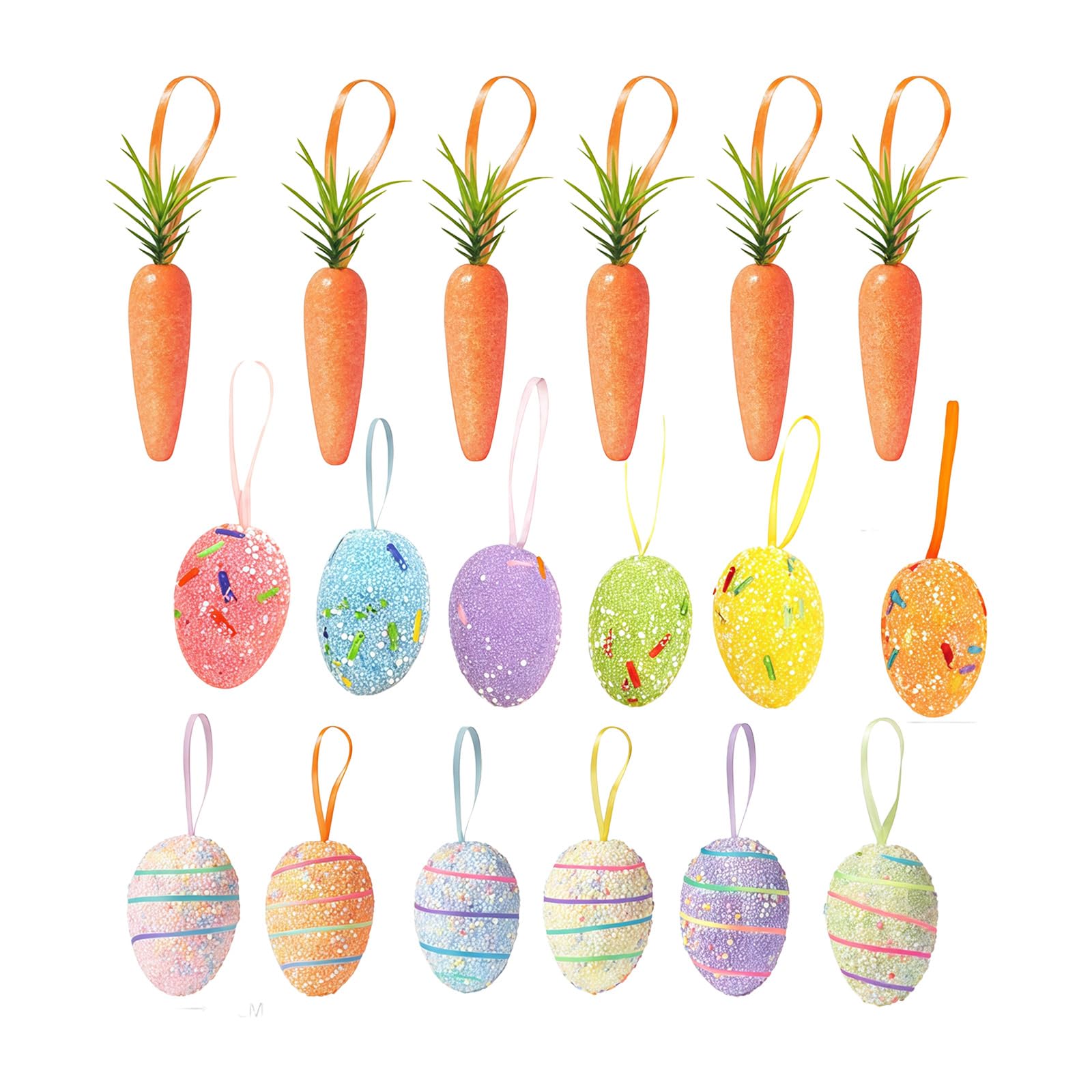 Msioytog 1Set Spring Themed Foam Rabbits and Carrot Hanging Decors Easter Party Supplies Perfect for Easter Celebration Safe Spring Decors