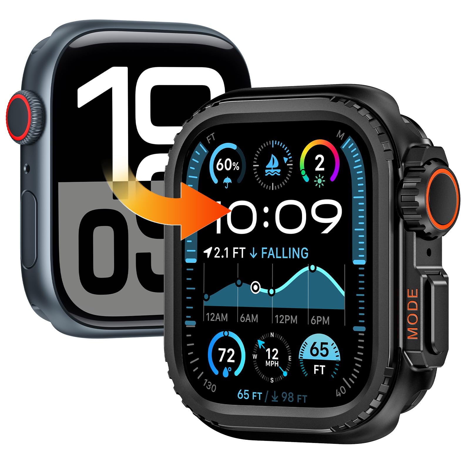 Goton Aluminum Alloy Case for Apple Watch Series 11/10 42mm, Ultra-Style Metal Bumper Protector with Ceramic Back, Shockproof Cover for Business & Daily Use