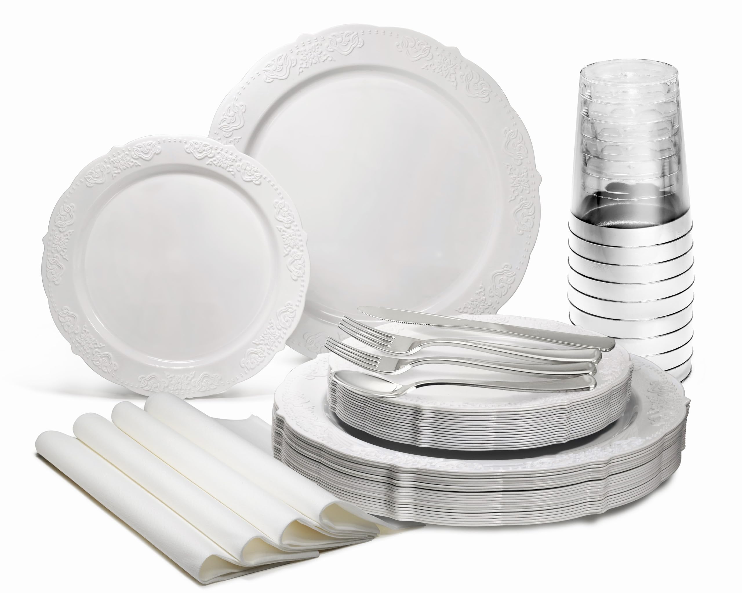 Ivory Disposable Plates Set - 150 Piece -13