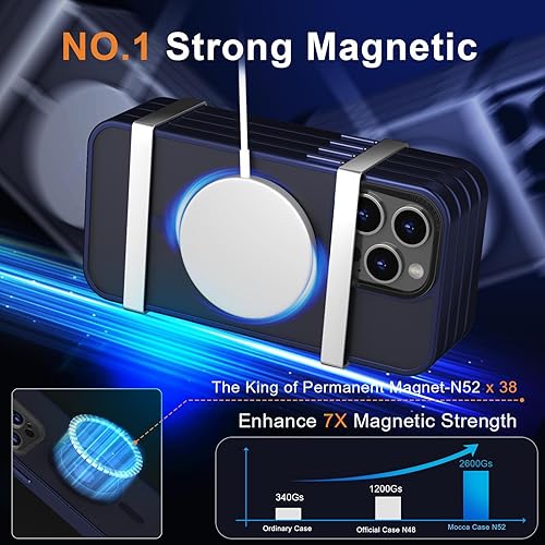 Miniatura 3 de MOCCA Funda magnética fuerte para iPhone 15 Pro Max, compatible con Magsafe Protección militar contra caídas de 13 pies Funda delgada translúcida