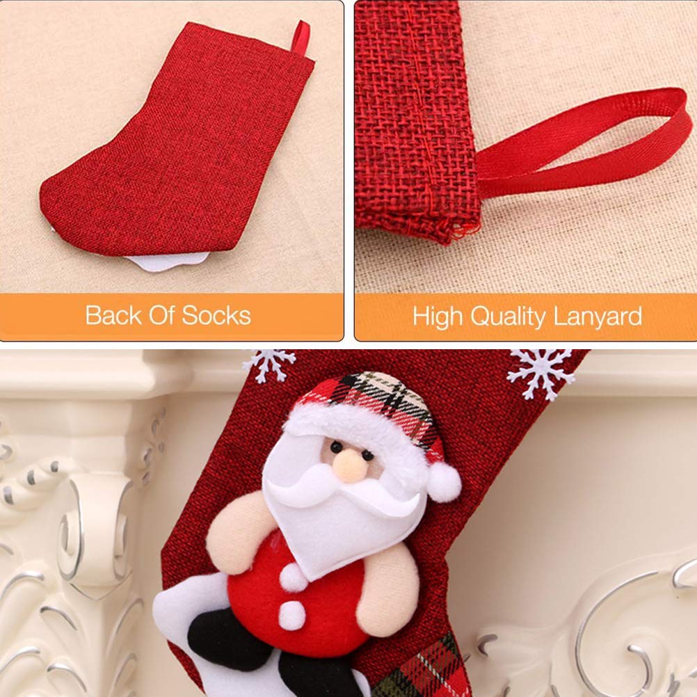 Set 4 Calze Di Natale Con Alce - 35x30 Cm, In Lana, Per Camino, Albero O Decorazioni Festive