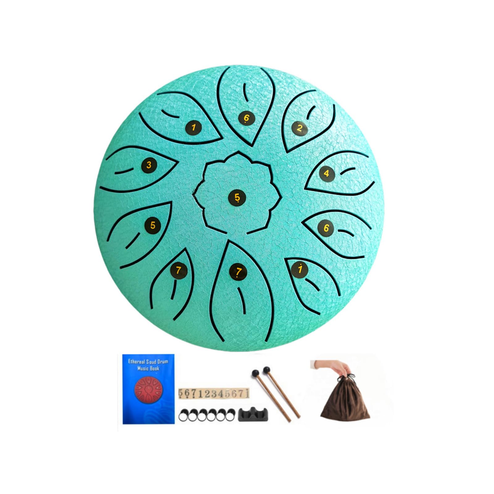 Instrumento de acero carbono Tamaño de 6 pulgadas 11 tonos Versátil para varios estilos musicales Actuaciones y decoración del hogar Tambor de acero carbono