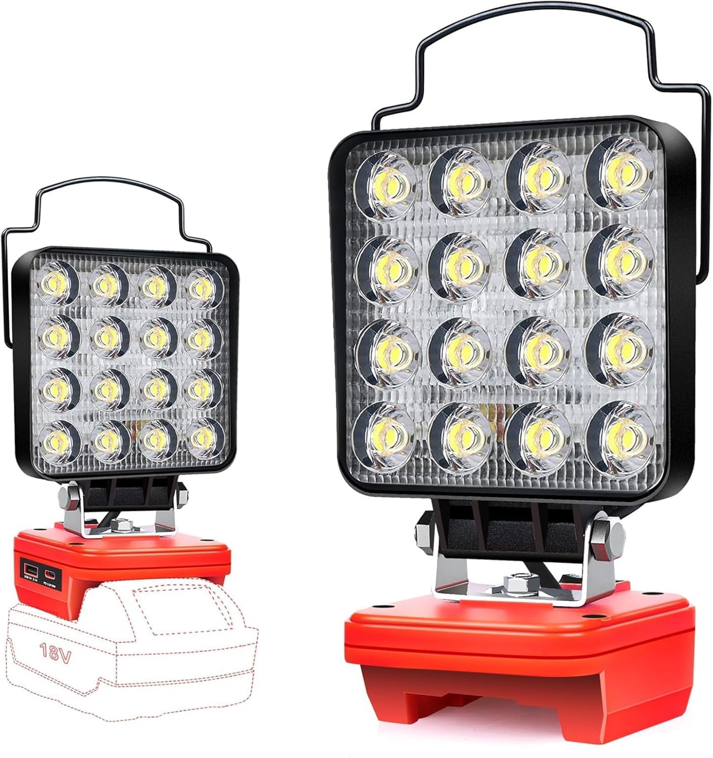 Cordless LED Work Light for Milwaukee M18 18V Battery,Flood Lights for Milwaukee Light 48W Compact Lighting,Portable Spotlight with Type C & USB PD 3.0/18W Fast Charge (No Battery)