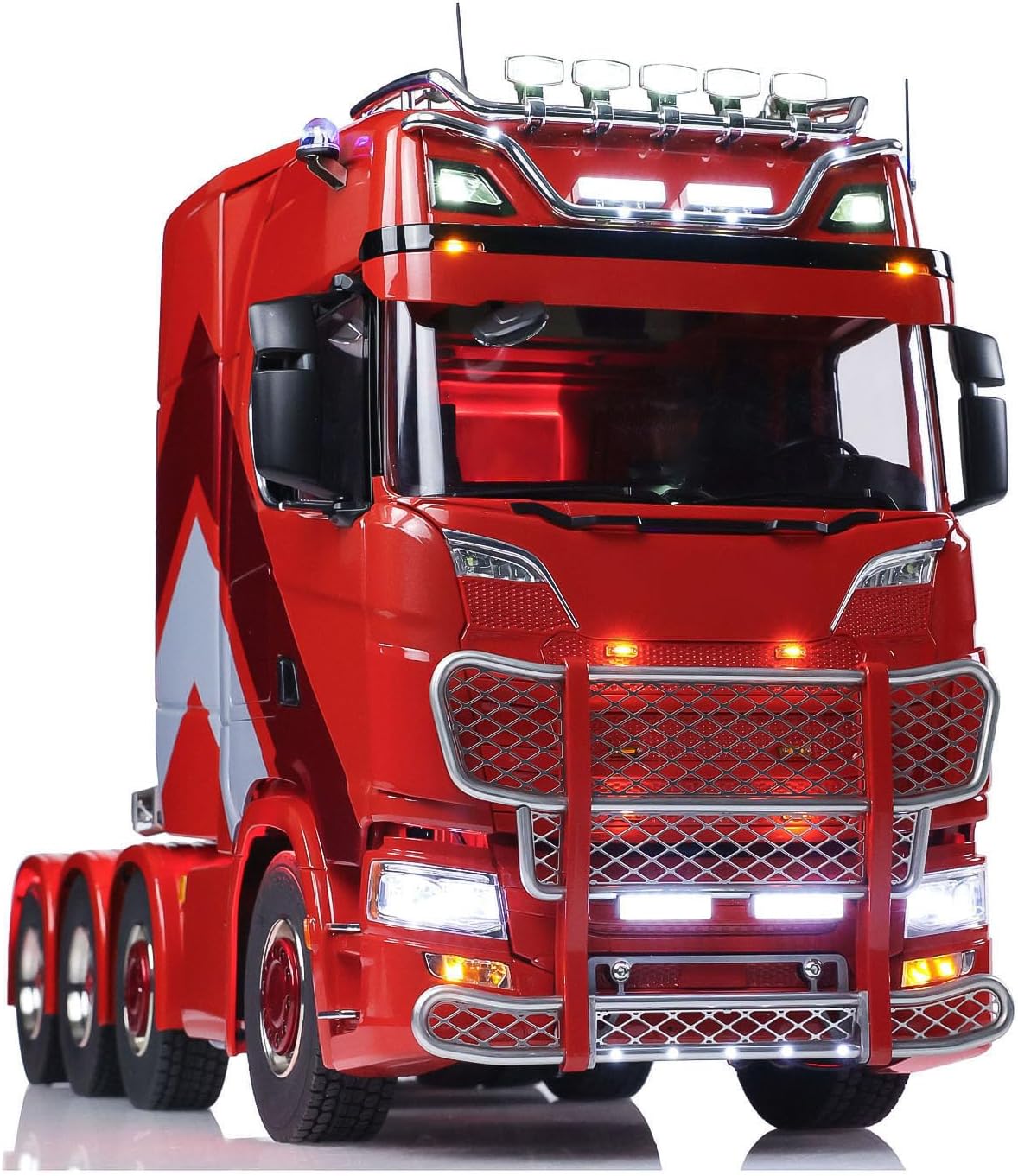 1/14 8x8 RC Tractor Truck 770S Metal Chassis Remote Control Lorry Lock Differential 3Speed Cab Suspension Smoking ST8 Hobby Grade Model