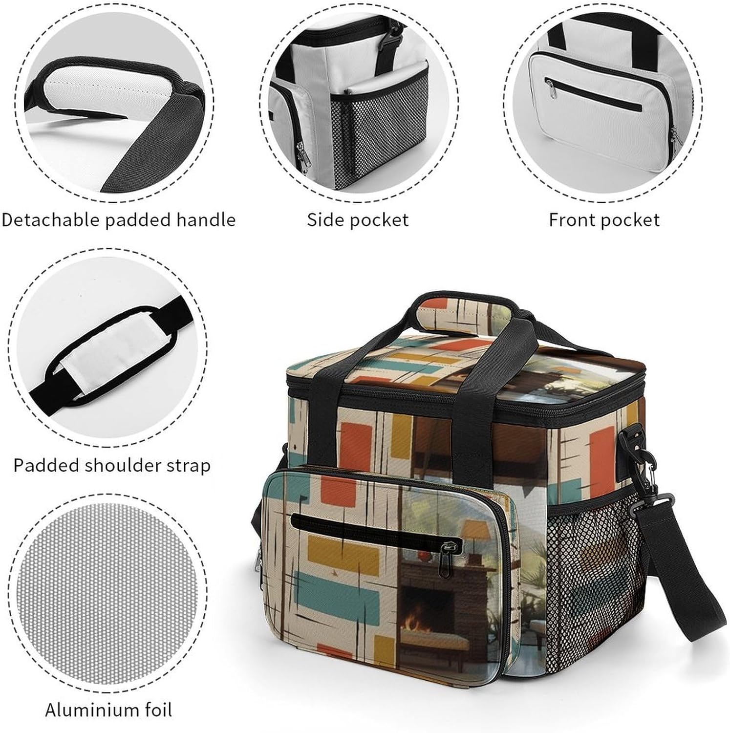 Mid Century Modern Cooler Bags Portable Soft Cooler Bag Lightweight Ice Chest Insulated Lunch Bags Camping Cooler Bag Cooler Lunch Tote Coolers for Picnic Travel Beach