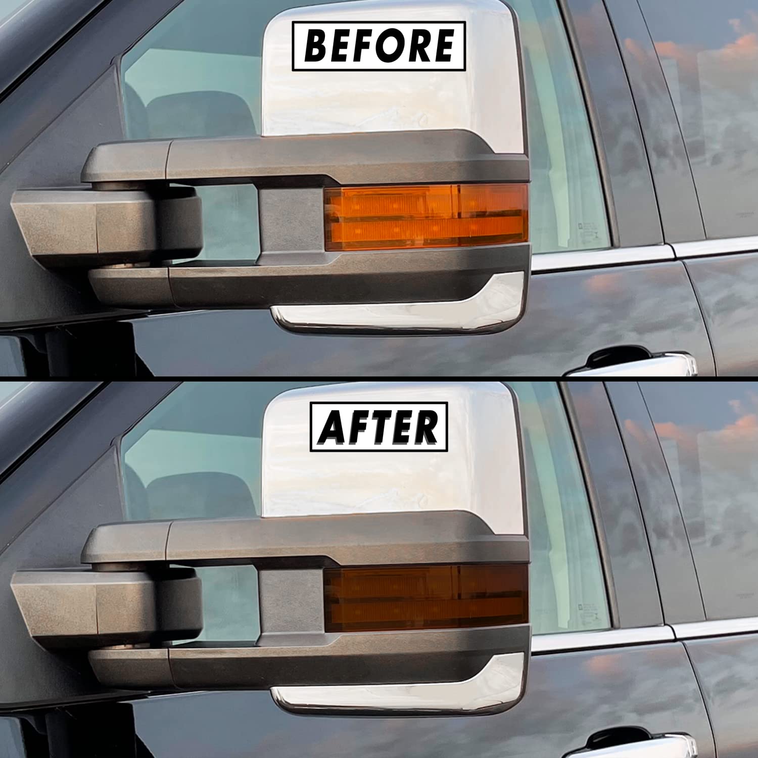 PreCut Vinyl Smoke Tint for 2014-2019 GMC Sierra Mirror Signal (4. Mirror Turn Signal, 35% Light Smoke)