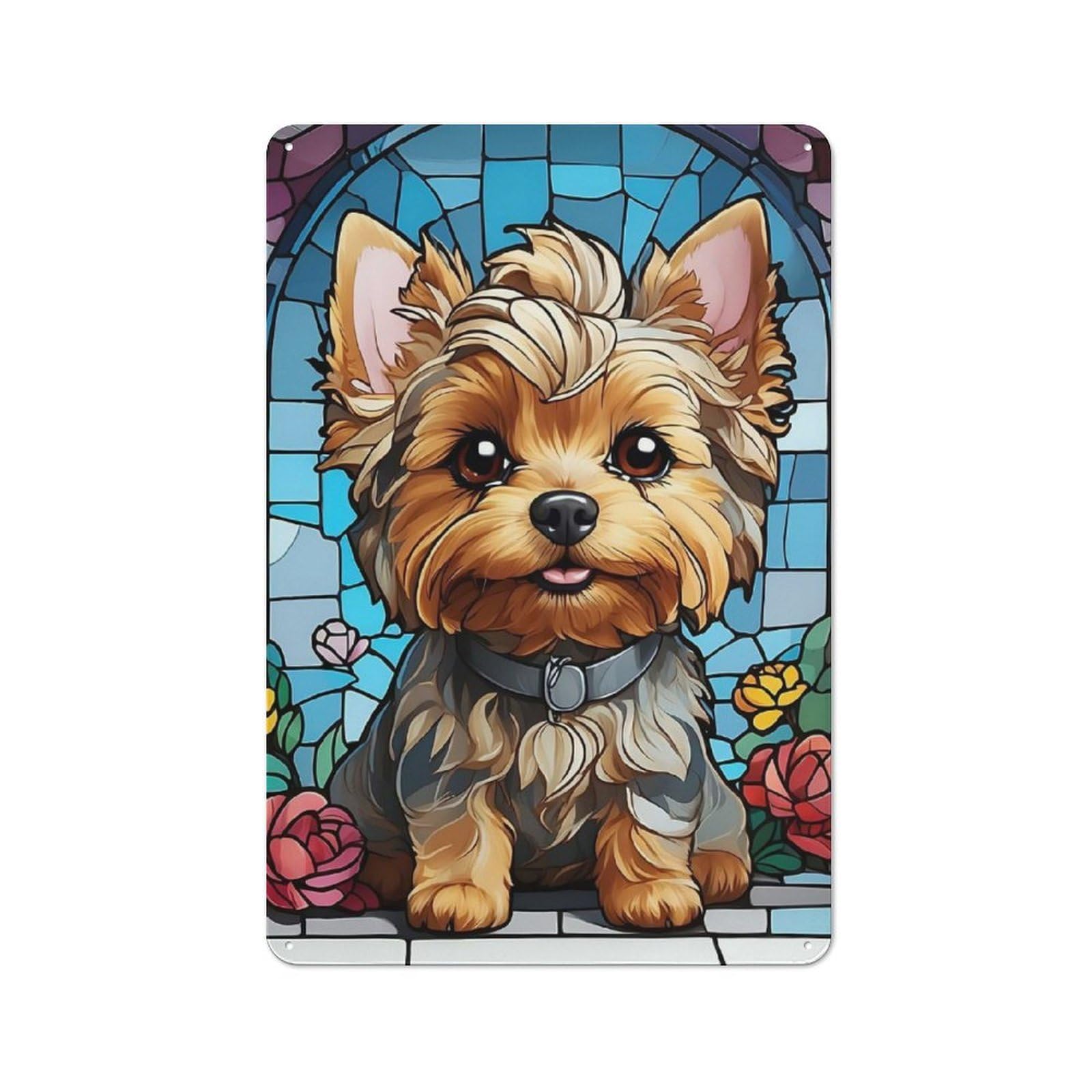 Retro Yorkshire Terrier Decorative Metal Plaque 30x20cm, Garage Wall Decor for Garage, Workshop, Shed Or Utility Room