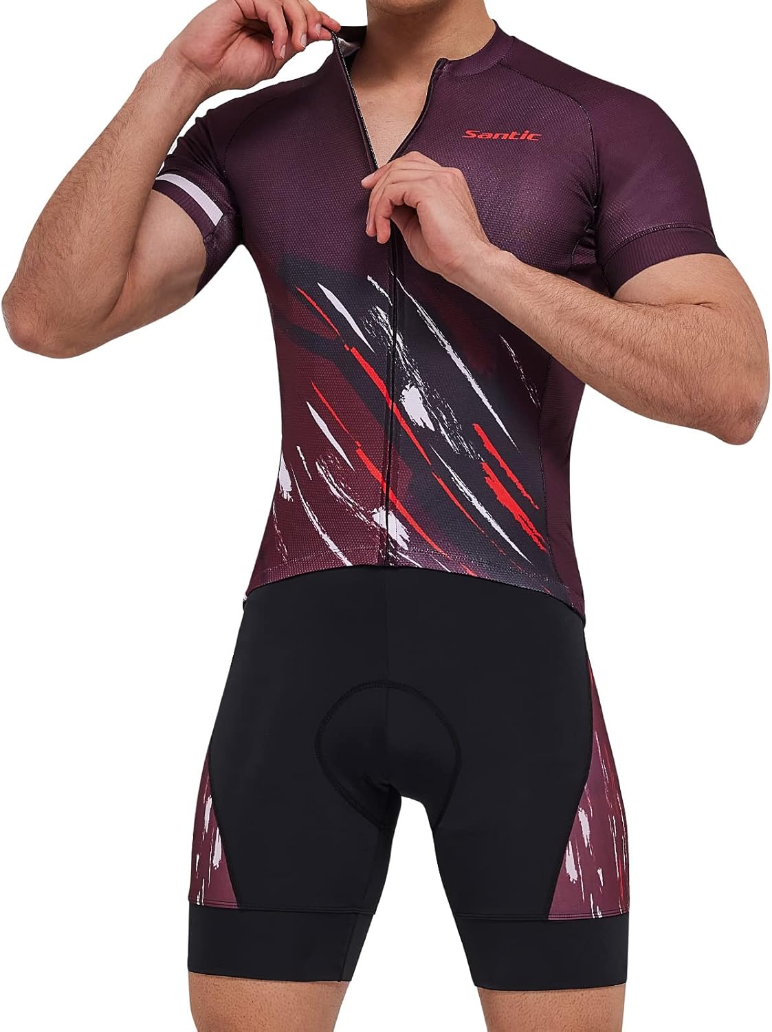 Santic Men's Cycling Jersey Set Bib Shorts 4D Padded Short Sleeve Outfits Set Quick-dry