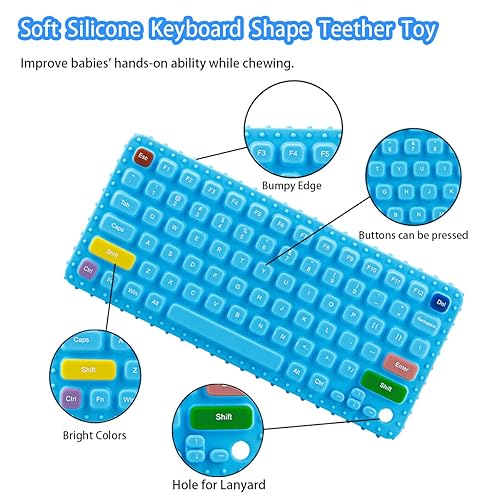 Miniatura 5 de Besosay Juguetes de dentición con teclado para bebés de 0-3, 0-6, 6-12 meses  Juguetes mordedores de teclado de silicona suave  Juguetes para