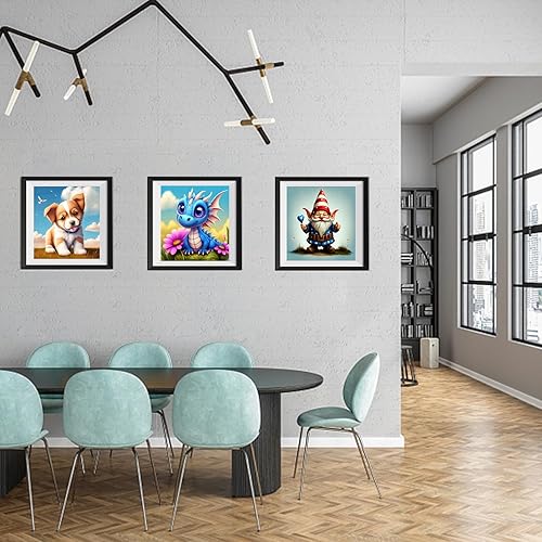 Miniatura 5 de YLOGUY Kits de pintura de diamantes para adultos, manualidades de arte con diamantes para principiantes, perros 5D, gnomo, dragón, pinturas de