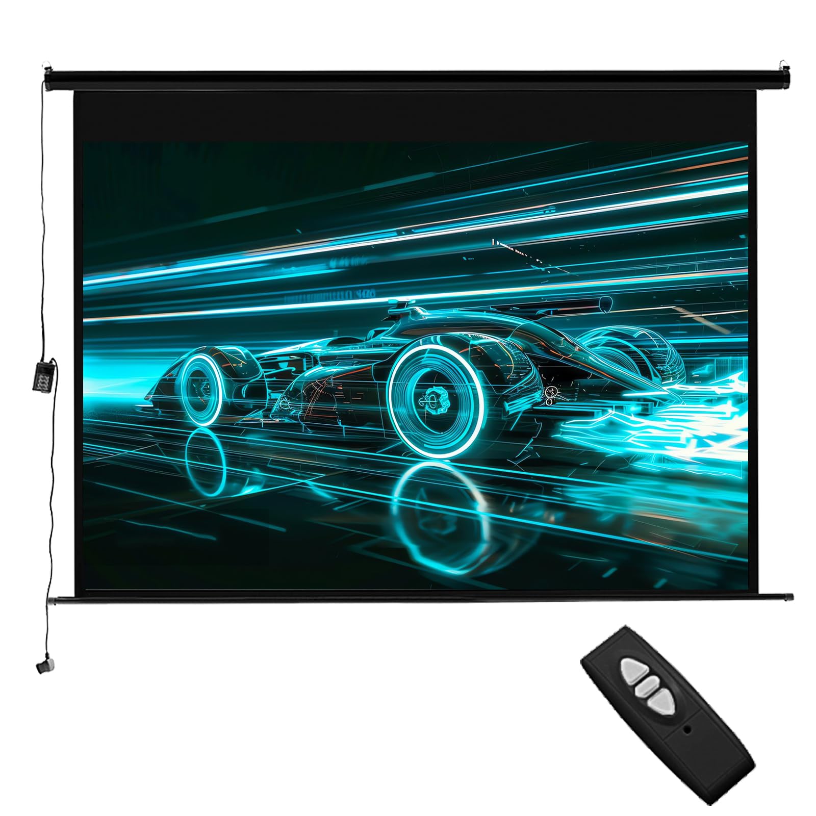 INMOZATA Motor Leinwand Beamer Elektrisch 185cm, Bild 159 x 89 cm(72 Zoll), Format 16:9, Fernbedienung, Deckenmontage & Wandmontage Projektor Leinwand für Heimkino Büro Schule Präsentationen-Schwarz