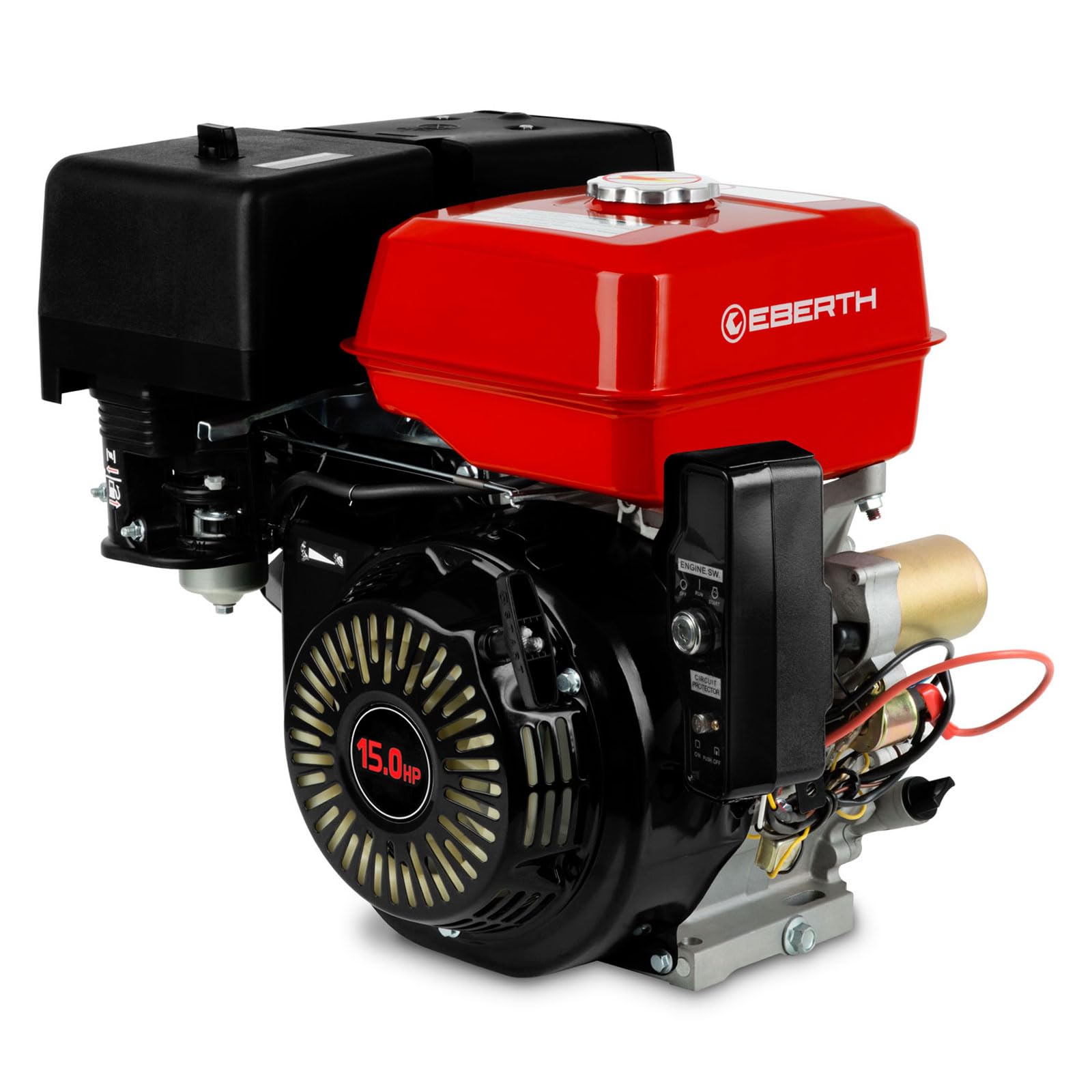 EBERTH 15 CV Motor Térmico de Gasolina Motor de Kart con Reductor 2:1, Eje de 25 mm Ø, Arrancador Eléctrico, Seguridad contra Falta de Aceite, 4 Tiempos, 1 Cilindro, 420 CC Cilindrada