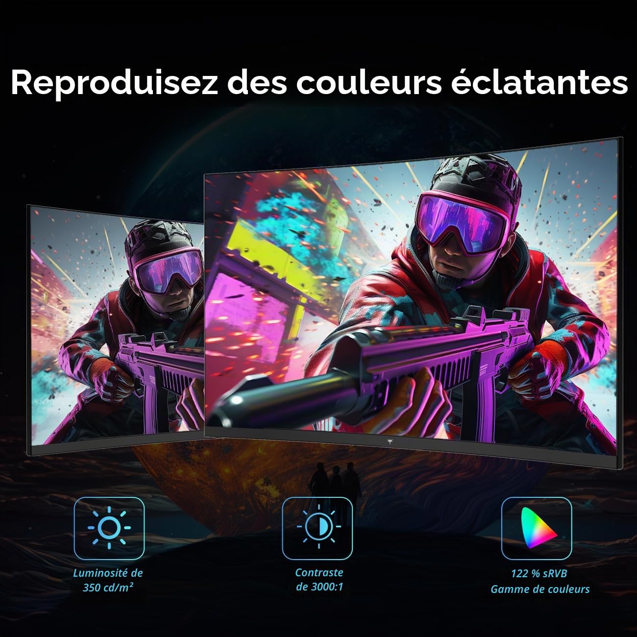 KTC H32S17C Moniteur de Jeu incurvé de 32", FHD 1080p 165 Hz, 1500R, 122% sRGB avec HDR, FreeSync Premium, HDMI 2.0 x 2, DisplayPort 1.4, Compatible VESA, Inclinaison réglable, Soin des Yeux, H32S17C