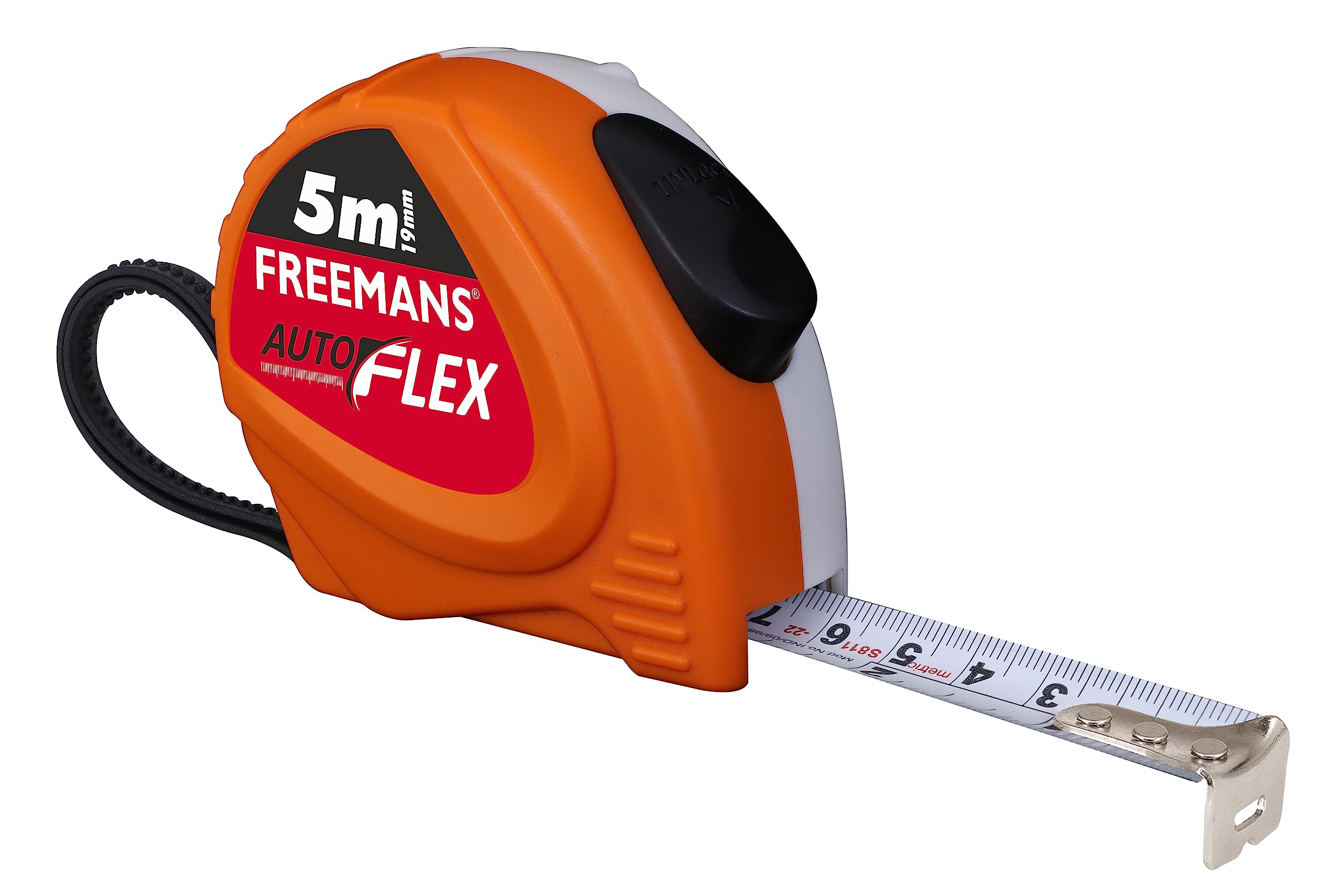 FREEMANS AUTOFLEX 5m:19mm Steel Inchi Pocket Measuring Tape with Unbreakable ABS Case, Auto-Lock Tape Blade and Press Release Button, Hand Strap and Belt-Clip (B0CBKM885V) Amazon Price History, Amazon Price Tracker