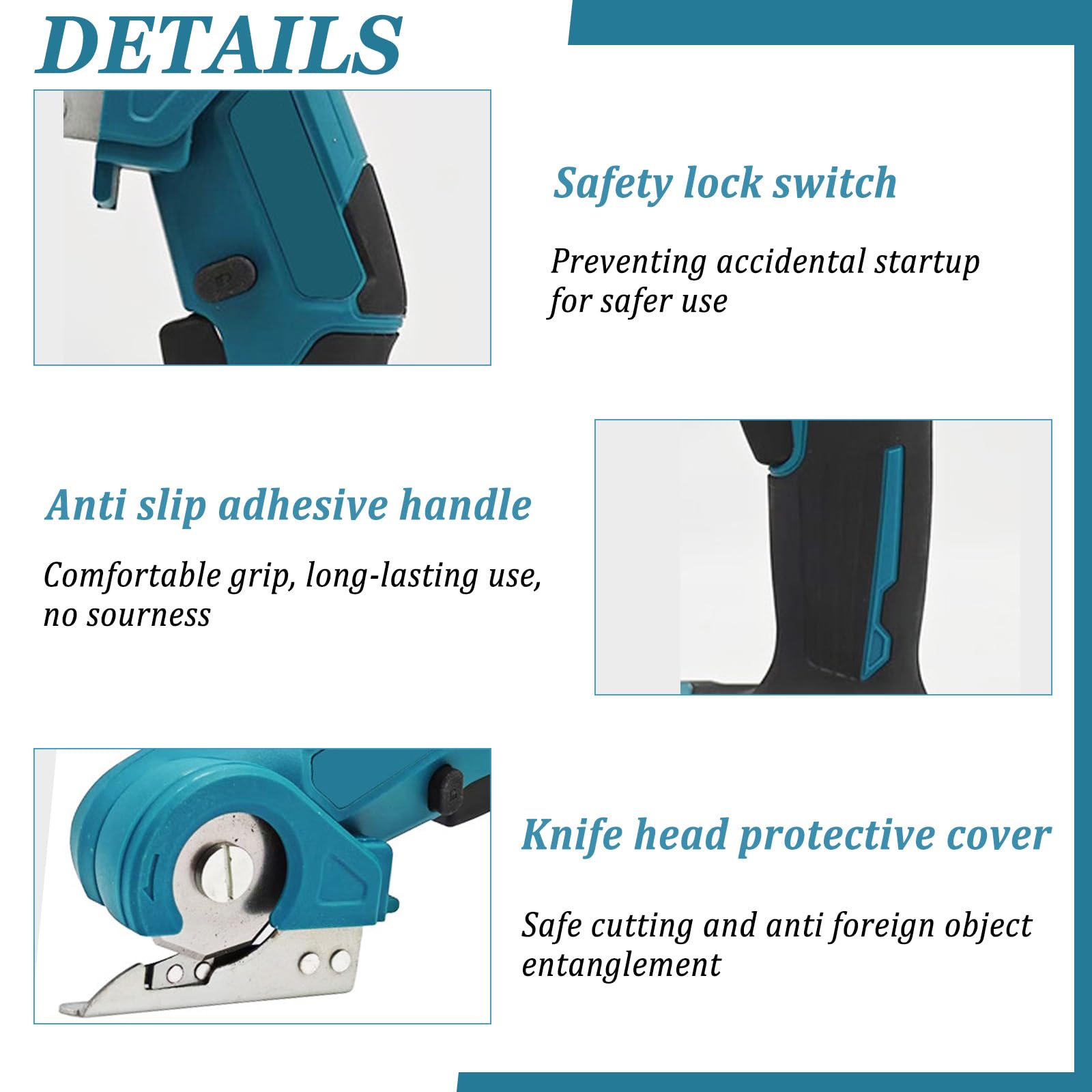 Akku Universalschere Kompatibel mit Makita 18V,Rollschneider für Stoff,mit Sicherheitssperre und 2 Klingen,6mm Schnitttiefe,Kabellose Elektrische Schere,Schneidet Karton,eppich,Leder(ohne Batterie)