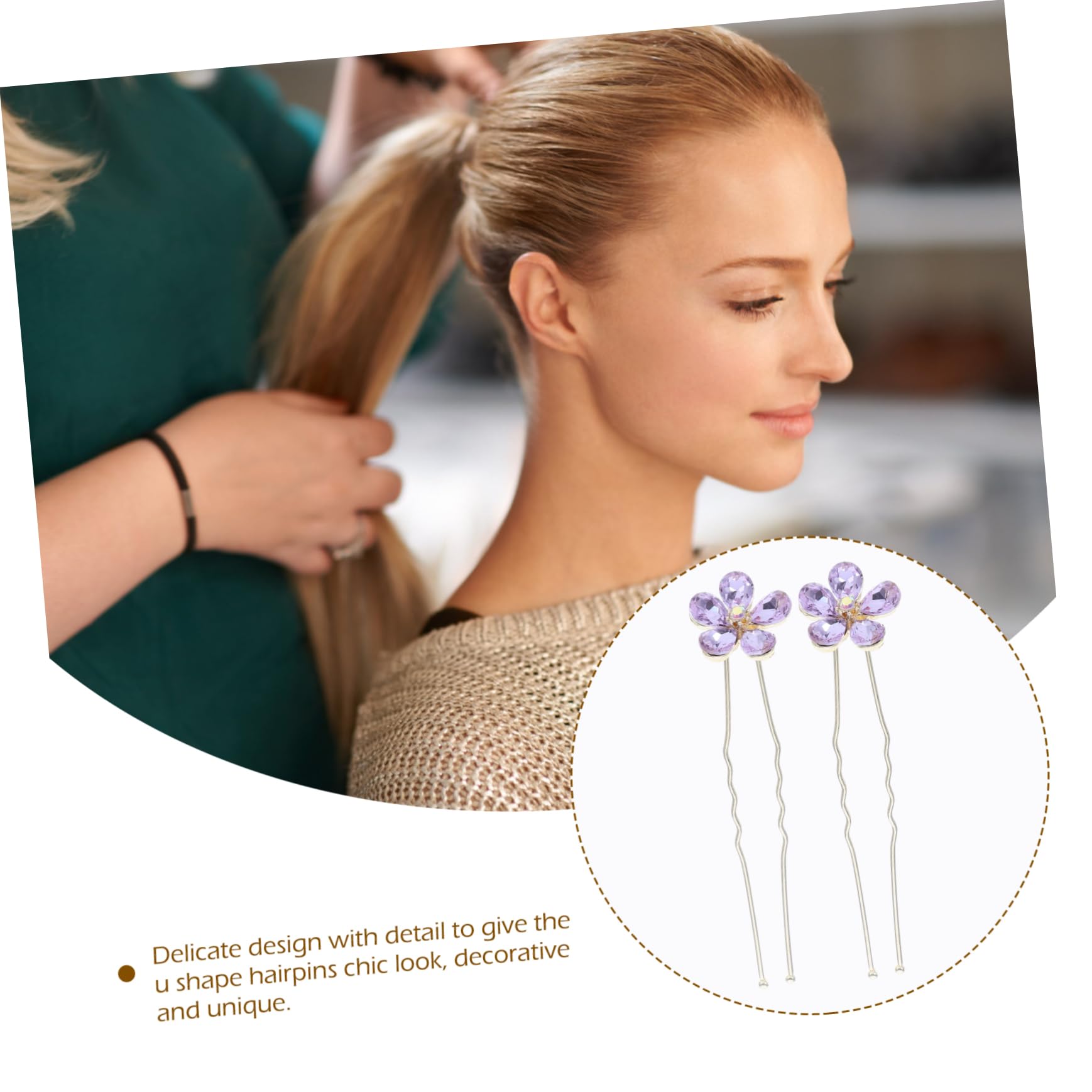 FRCOLOR 20 Stk Haarnadeln zum Flechten haarspange metall Frauen Haarnadel Haarschmuck für Damen U-förmige Strass- Strasssteine Violett