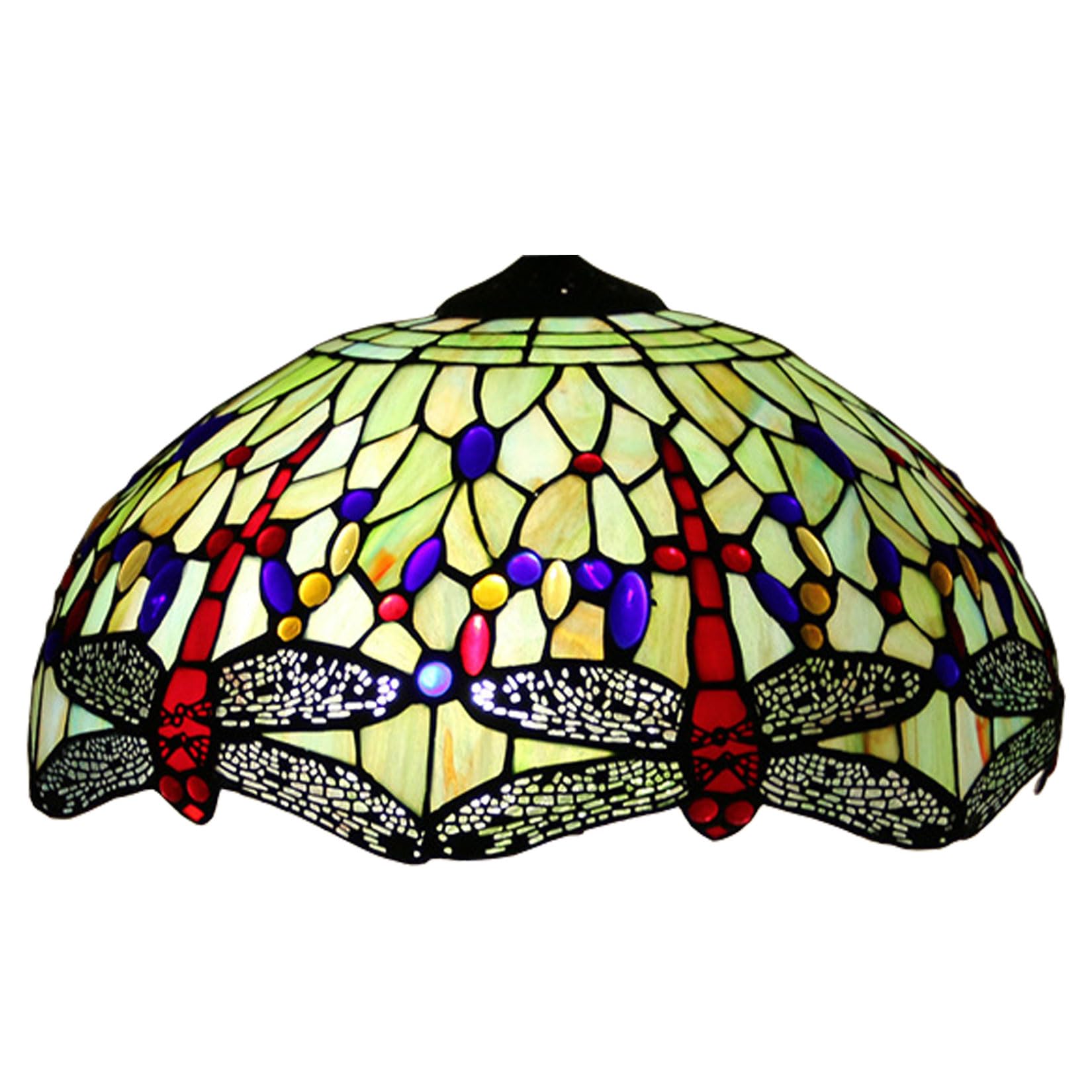 Wdcdyqdh Light/Green 16 Inch Dragonfly Lamp Shade Replacement Only Tiffany Stained Glass Chimney Vintage Handmade Cover Accessories For Table Pendant Floor Ceiling Fixture