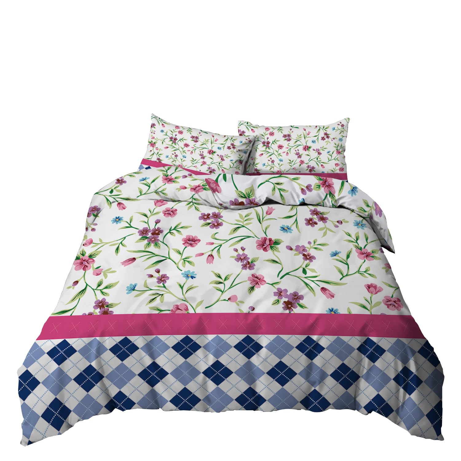 Copriletto Matrimoniale Estivo Fiori Copripiumino Matrimoniale In Morbida Microfibra Copriletto Matrimoniale Con ​Zip Invisibile,Set Copripiumino Matrimoniale,2 Federe 50 X 75 Cm (260X240Cm)