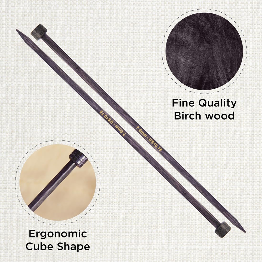 KnitPro J’Adore Cubics Single Pointed Needles 14" (35cm), Lavender, 7.00mm - Image 2