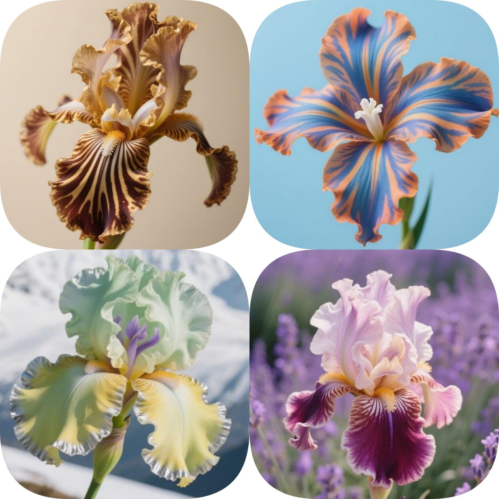 Iris Bulbs Mix Bulk - Bearded Iris Rhizomes - Iris Plant Root Excellent Display Indoor Perennial Balcony Garden Bulbs Can Be Potted-4Bulbs-Q