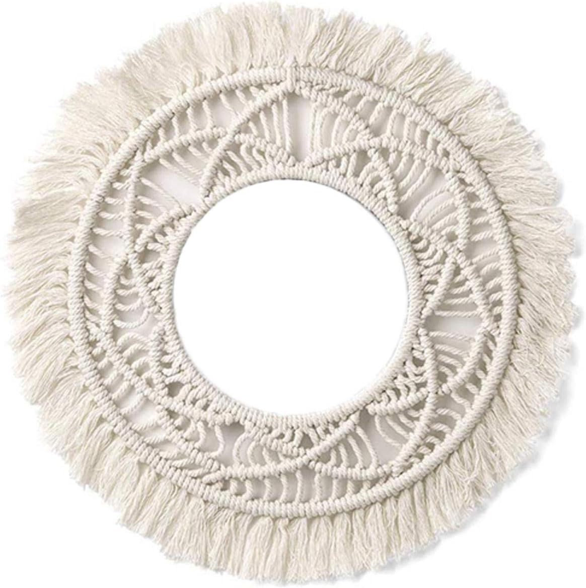 Xiaoling U Geometric Decorative Mirror Boho Fringe Wall Mounted Art Decorative for Apartment LivingRoom BedroomBeautiful Gift Ideas Enjoyable