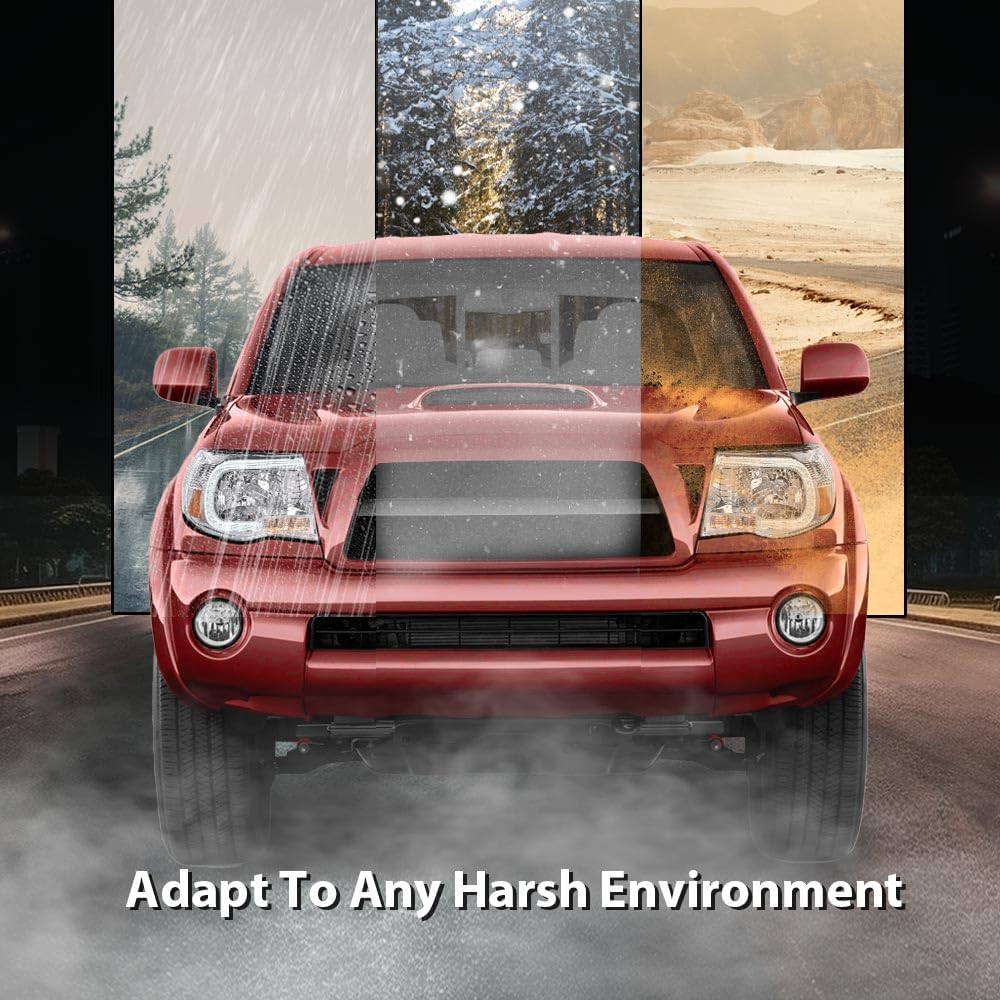 PIT66 LED Front Headlights Assembly Headlamps W/O Bulbs Compatible with Toyota Tacoma 2005-2011 8115004163, 8111004163, 8115004173, TO2502157, TO2503157 Clear Lens Chrome Housing Amber Reflector