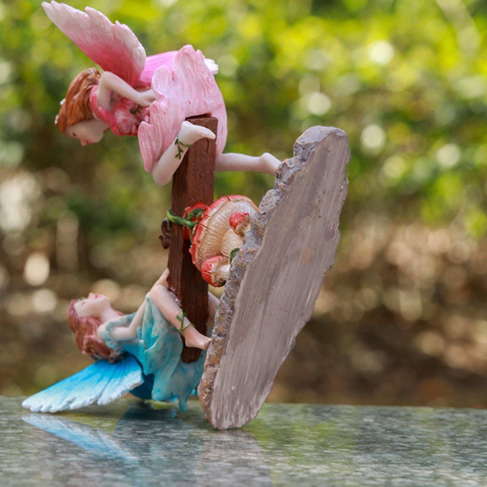 Statues d'ange Jardin,Figurine d'ange Jouant sur Scie,Décoration Pelouse pour L'extérieur Cadeau Cour Patio