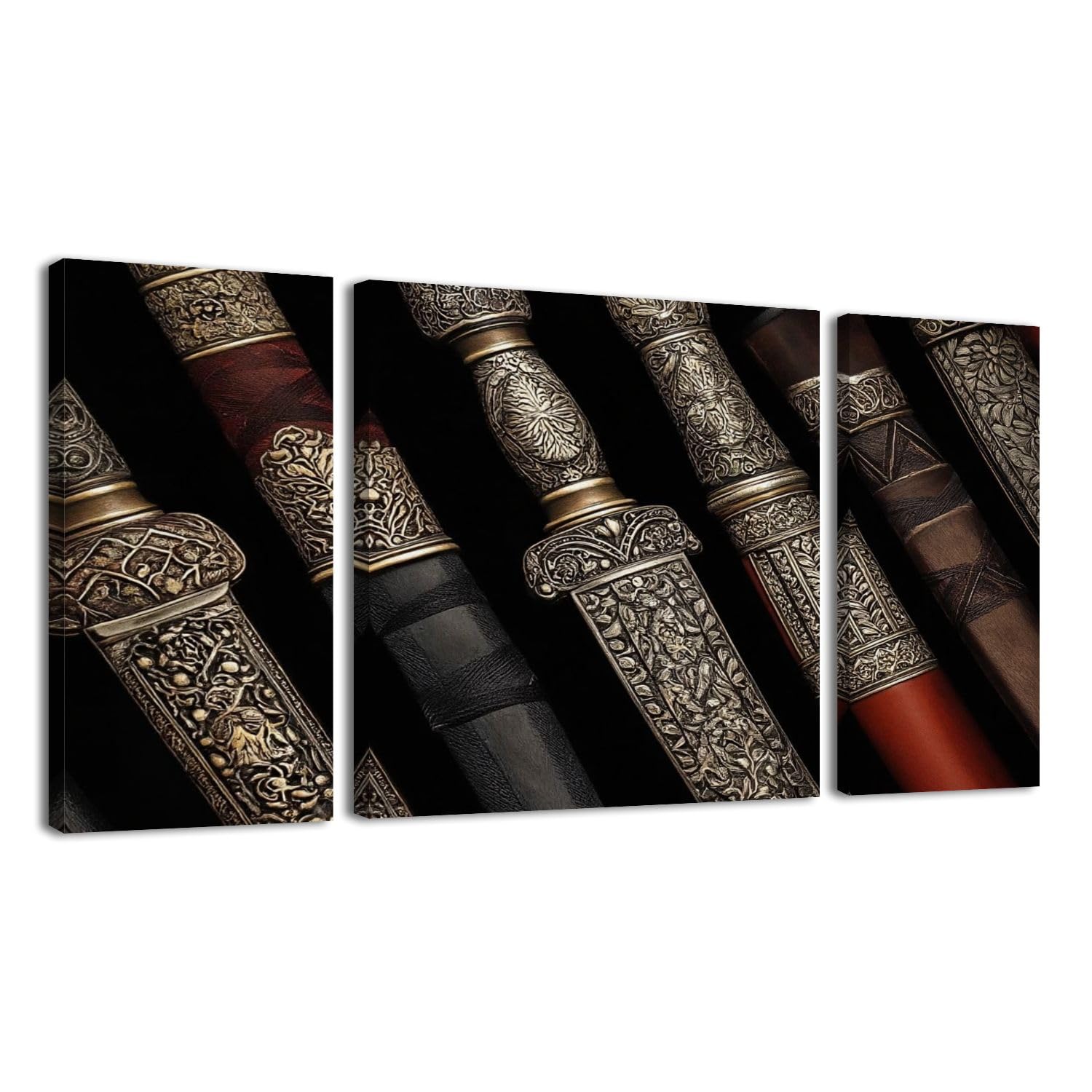 3 Panel Large Wall Art Prints Paintings traditional daggers sanaa yemen Canvas Wall Art Living Room office Modern Home Wall Decor Framed Artwork Ready to Hang
