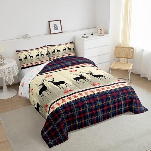 Miniatura 5 de Erosebridal Juego de edredón de ciervos de Navidad, edredón de plumón de cuernos de alce, tamaño matrimonial para niños y niñas, juego de ropa de