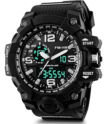 Shocknshop Analog Digital Sports Black Dial Multi Functional Mens Boys Watch -SK1155
