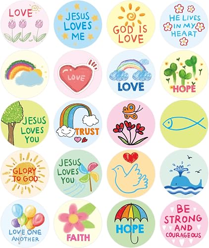 Kid-Drawn Christian Stickers Easter Religious Sticker for Kids Church Sunday School VBS Activities Party Favors 200Pcs