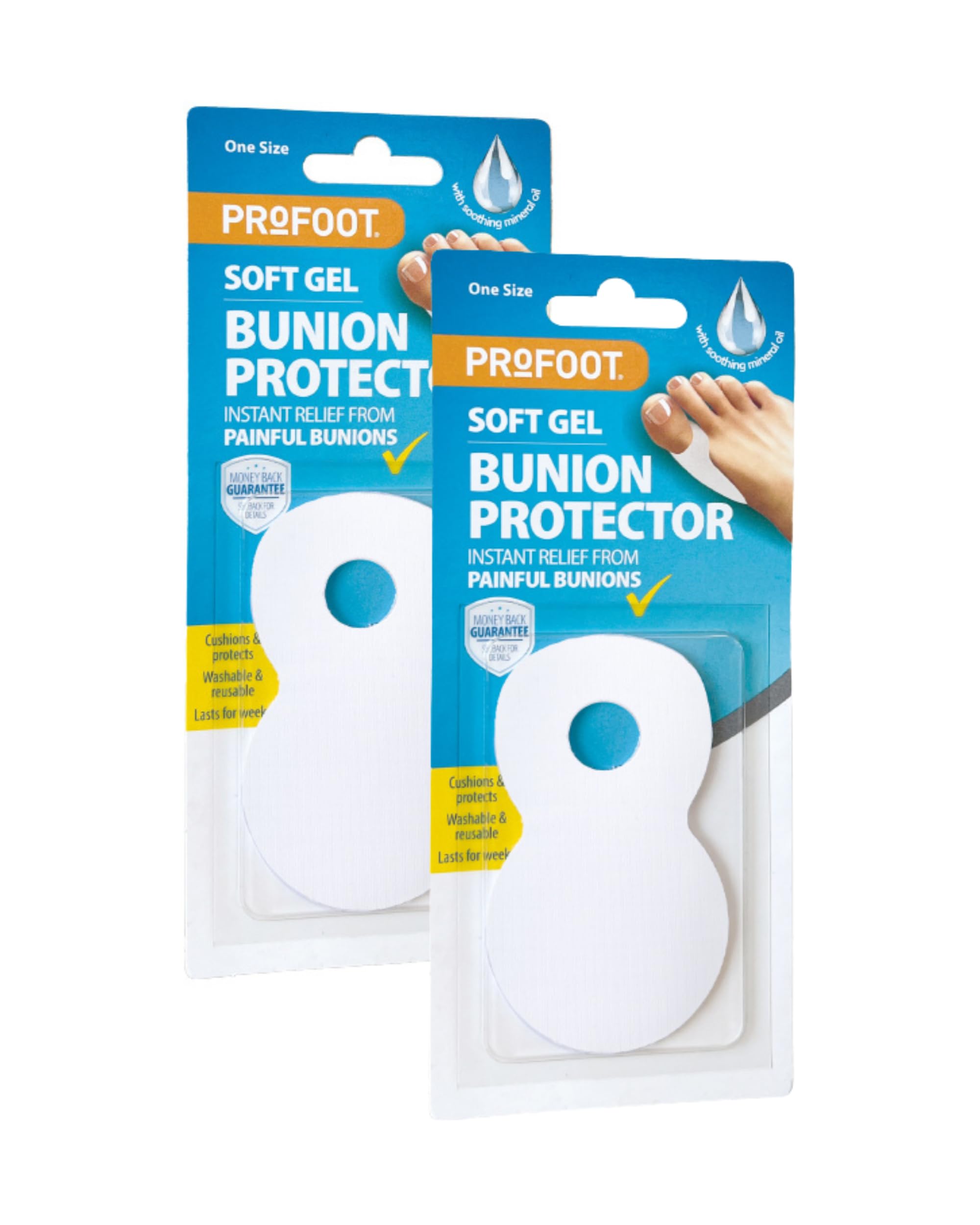 Profoot Bunion Protector Cushions, Soft Gel Protects And Prevents Rubbing Pain And Discomfort Caused By Bunions - Pack Of 2