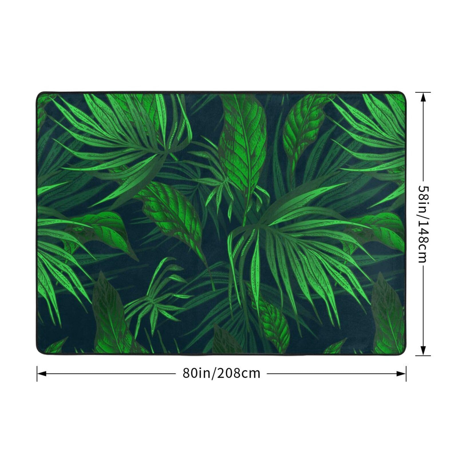 Plante Tropicale Verte imprimée, Tapis de Sol antidérapant pour Salon et Chambre, 208 x 148 cm