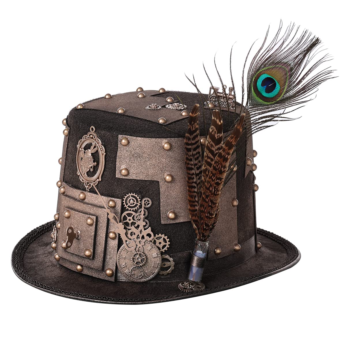 BLESSUME Steampunk Top Hat for Carnival, Halloween, Theme Party (L,Bronze 4) — image 1