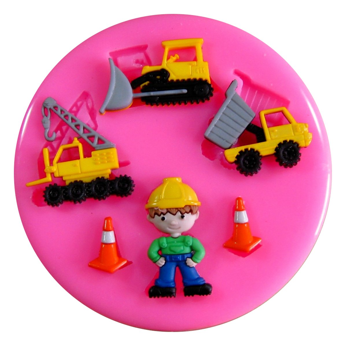 Fairie Blessings Multicoloured Builder Construction Digger Crane Silicone Mould Mold For Cake Decorating Cake Cupcake Toppers Icing Sugarcraft Tool By