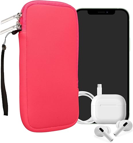Miniatura 47 de kwmobile Bolsa de neopreno para teléfono tamaño XL - 6.7/6.8 pulgadas - Funda universal para celular con cremallera, correa para la muñeca, amarillo