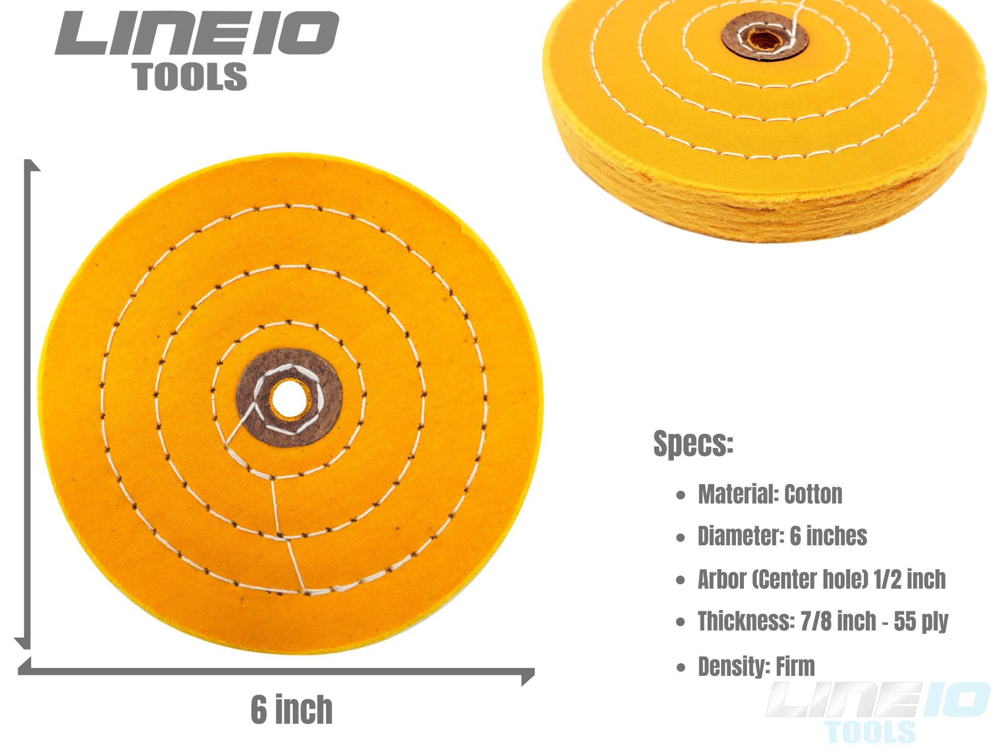 LINE10 Tools Kit di lucidatura in metallo da 15,2 cm per trapano, 6 ruote lucidanti e tamponi per trapano con adattatori, smerigliatrici da banco, ruote in alluminio mag, acciaio inossidabile, cromato