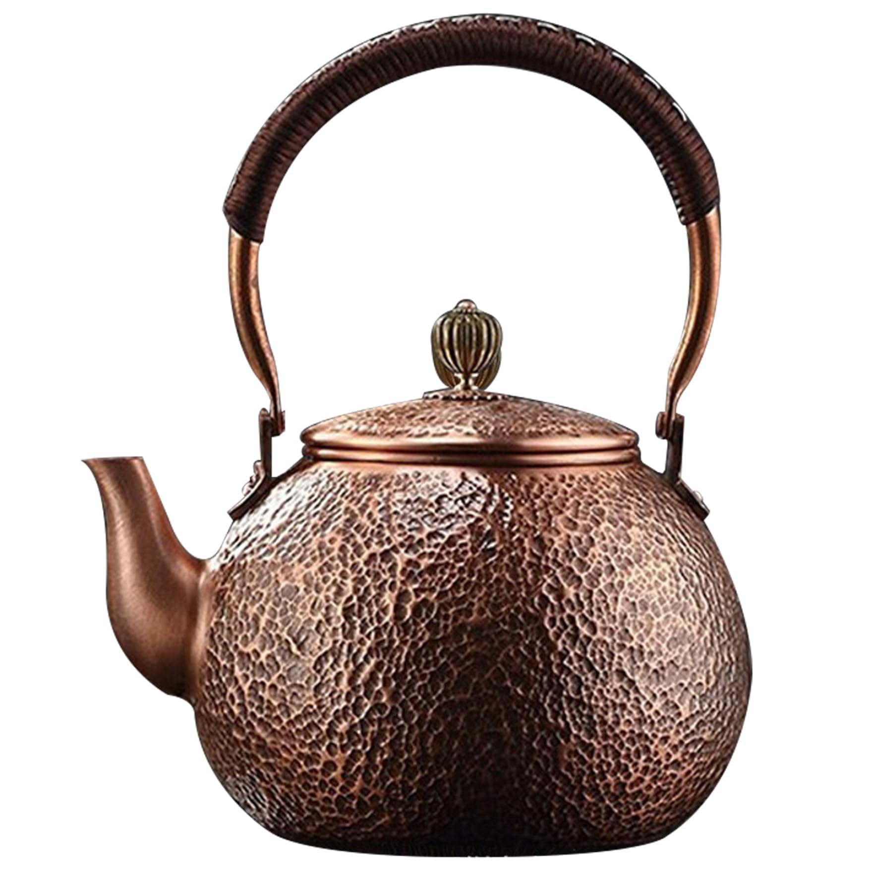 Tetera De Cobre, Tetera De Cobre Rojo De 1500 Ml con Mango Antideslizante, Tetera Martillada Vintage con Orificios para Filtro, Té para Tetera Superior De Estufa