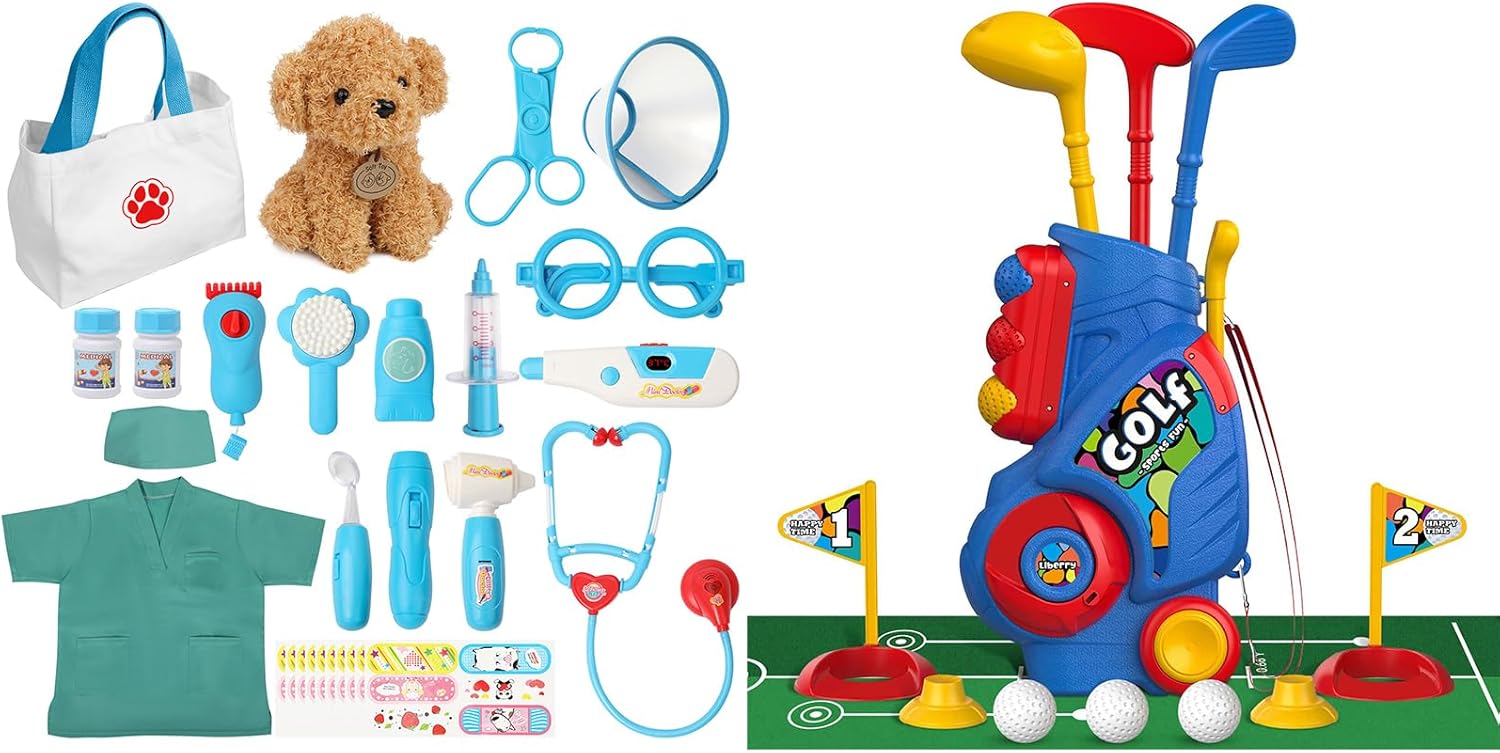 Liberry Toys for 2 3 4 5 Year Old Boys & Girls Christmas Birthday Gift Kids Doctor Playset and Toddler Golf Set